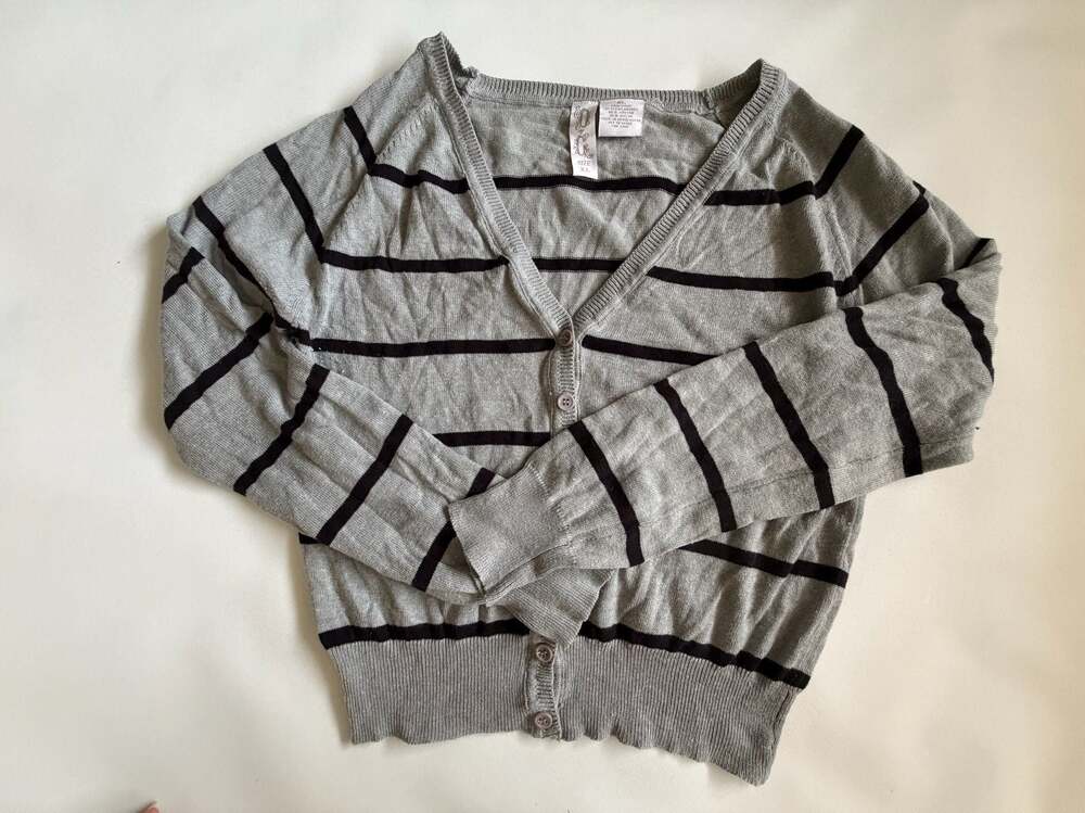 DG Gray and Black Stripe Knit Sweater Top XL